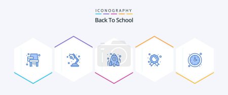 Illustration for Back To School 25 Blue icon pack including education. badge. school. achievement. school - Royalty Free Image
