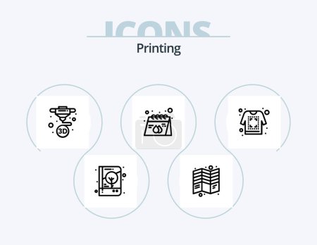 Illustration for Printing Line Icon Pack 5 Icon Design. color. warehouse. labels. goods. stamp - Royalty Free Image
