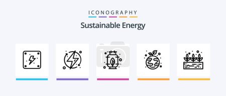 Ilustración de Sustainable Energy Line 5 Icon Pack Including eco. hydropower. electricity. hydro. electrical. Creative Icons Design - Imagen libre de derechos