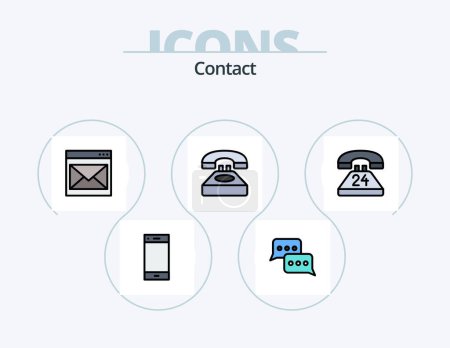 Téléchargez les illustrations : Contact Line Filled Icon Pack 5 Icon Design. contact. call. convo. smart phone. phone - en licence libre de droit