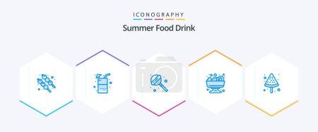 Téléchargez les illustrations : Summer Food Drink 25 Blue icon pack including . summer. candy. food. summer - en licence libre de droit