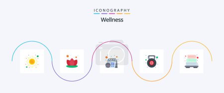 Illustration for Wellness Flat 5 Icon Pack Including towel. bathroom. calendar. fitness. kettle bell - Royalty Free Image