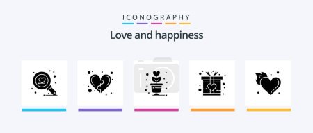 Illustration for Love Glyph 5 Icon Pack Including heart. fire. lifestyle. present. gift. Creative Icons Design - Royalty Free Image