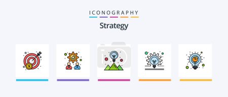 Téléchargez les illustrations : Strategy Line Filled 5 Icon Pack Including mobile payment. coin. brainstorming. start up. strategy. Creative Icons Design - en licence libre de droit