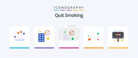 Illustration for Quit Smoking Flat 5 Icon Pack Including . smoking. block. cigarette. tobacco teeth. Creative Icons Design - Royalty Free Image