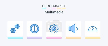 Ilustración de Multimedia Blue 5 Icon Pack Including . sound. gauge. Creative Icons Design - Imagen libre de derechos