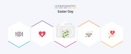 Illustration for Easter 25 Flat icon pack including care heart. sheep. buds. lamb. face - Royalty Free Image