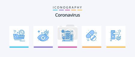 Illustration for Coronavirus Blue 5 Icon Pack Including locked. care. building. tablet. medicine. Creative Icons Design - Royalty Free Image