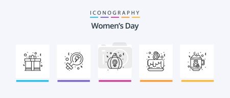 Téléchargez les illustrations : Womens Day Line 5 Icon Pack Including women. feminism. day. tulip. flower. Creative Icons Design - en licence libre de droit