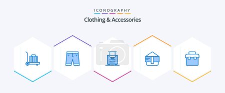 Illustration for Clothing and Accessories 25 Blue icon pack including . lunchbox. luggage. equipment. purse - Royalty Free Image