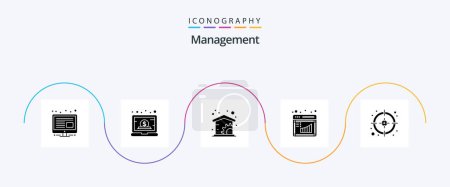 Illustration for Management Glyph 5 Icon Pack Including target. business. economics. management. business - Royalty Free Image