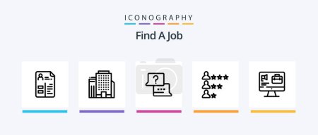 Téléchargez les illustrations : Find A Job Line 5 Icon Pack Including jobs. document. file. worker. speaker. Creative Icons Design - en licence libre de droit