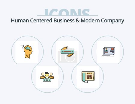 Illustration for Human Centered Business And Modern Company Line Filled Icon Pack 5 Icon Design. share. briefcase. knife. bag. presentation - Royalty Free Image