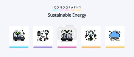 Ilustración de Sustainable Energy Line Filled 5 Icon Pack Including gas. diesel. renewable. biodiesel. green energy. Creative Icons Design - Imagen libre de derechos