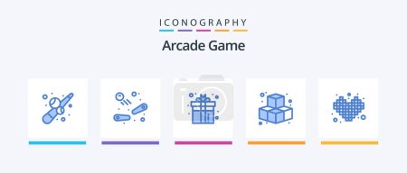 Illustration for Arcade Blue 5 Icon Pack Including games. play. gift. game. play. Creative Icons Design - Royalty Free Image
