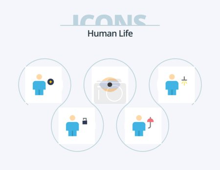 Illustration for Human Flat Icon Pack 5 Icon Design. human. eye. protect. human. booked - Royalty Free Image