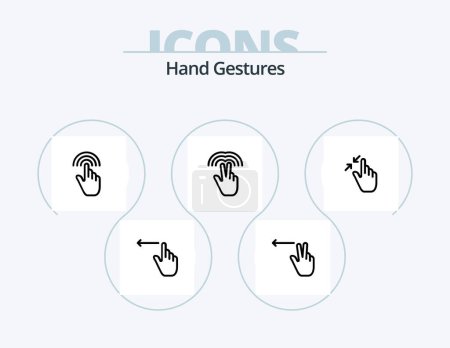 Illustration for Hand Gestures Line Icon Pack 5 Icon Design. down. gesture. pinch. fingers. gestures - Royalty Free Image