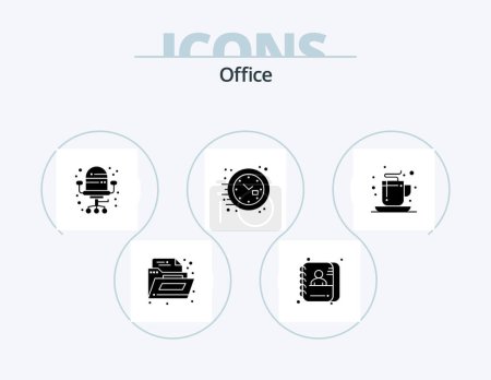 Illustration for Office Glyph Icon Pack 5 Icon Design. tea. cup. office. coffee. time - Royalty Free Image