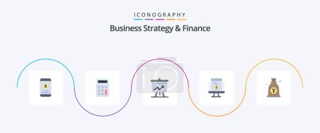 Illustration for Business Strategy And Finance Flat 5 Icon Pack Including yen. ecommerce. analytics. shopping. payment - Royalty Free Image