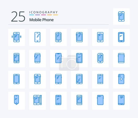 Téléchargez les illustrations : Mobile Phone 25 Blue Color icon pack including mobile. phone. huawei. camera. mobile - en licence libre de droit