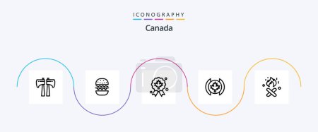 Téléchargez les illustrations : Canada Line 5 Icon Pack Including . fire place. award. fire. leaf - en licence libre de droit
