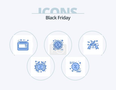Téléchargez les illustrations : Black Friday Blue Icon Pack 5 Icon Design. percentage. hot. promotion. discount. sale advertisement - en licence libre de droit