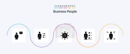 Téléchargez les illustrations : Business People Glyph 5 Icon Pack Including employee. abilities. person. share. people - en licence libre de droit
