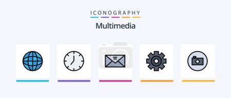 Ilustración de Multimedia Line Filled 5 Icon Pack Including media. downloads. lock. download. arrow. Creative Icons Design - Imagen libre de derechos