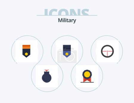Ilustración de Military Flat Icon Pack 5 Icon Design. . soldier. badge. military. army - Imagen libre de derechos