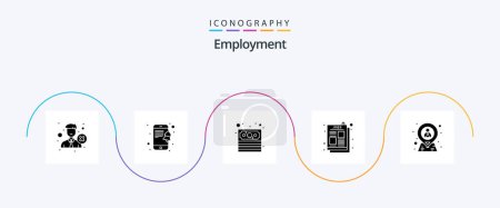 Téléchargez les illustrations : Employment Glyph 5 Icon Pack Including human. employee. cash. job ad. article - en licence libre de droit