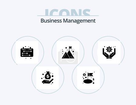 Ilustración de Business Management Glyph Icon Pack 5 Icon Design. business management. mission. business. management. business - Imagen libre de derechos