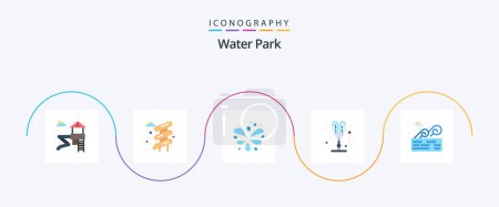 Illustration for Water Park Flat 5 Icon Pack Including . place. garden. water park. valentines day - Royalty Free Image