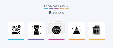 Illustration for Business Glyph 5 Icon Pack Including invoice. bill. premium. pyramid. finance. Creative Icons Design - Royalty Free Image