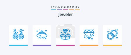 Téléchargez les illustrations : Jewellery Blue 5 Icon Pack Including accessorize. jewelry. luxury. diamond. jewel. Creative Icons Design - en licence libre de droit