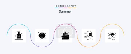 Illustration for Summer Glyph 5 Icon Pack Including summer. holiday. sunlight. summer. sea - Royalty Free Image