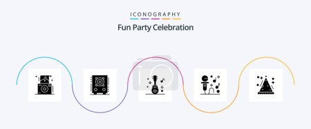 Téléchargez les illustrations : Party Glyph 5 Icon Pack Including hat. party. audio. music. karaoke - en licence libre de droit