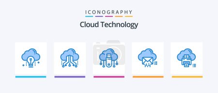 Illustration for Cloud Technology Blue 5 Icon Pack Including email. cloud. network. store. online. Creative Icons Design - Royalty Free Image
