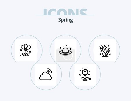 Illustration for Spring Line Icon Pack 5 Icon Design. . spring. floral. plant. growth - Royalty Free Image
