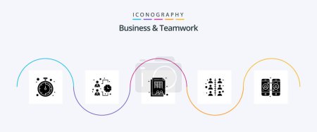 Téléchargez les illustrations : Business And Teamwork Glyph 5 Icon Pack Including mobile phone. call forwarding. sheet. work. relationship - en licence libre de droit