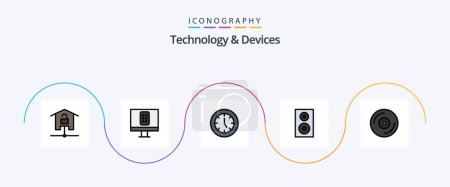 Illustration for Devices Line Filled Flat 5 Icon Pack Including technology. products. clock. electronics. technology - Royalty Free Image