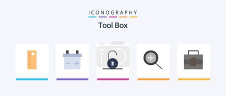 Téléchargez les illustrations : Tools Flat 5 Icon Pack Including . briefcase.. Creative Icons Design - en licence libre de droit