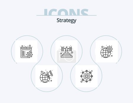 Téléchargez les illustrations : Strategy Line Icon Pack 5 Icon Design. message. email. marketing. affiliate. sharing - en licence libre de droit
