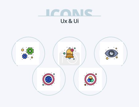 Téléchargez les illustrations : Ux And Ui Line Filled Icon Pack 5 Icon Design. like. app. favorite. favorite. notification - en licence libre de droit