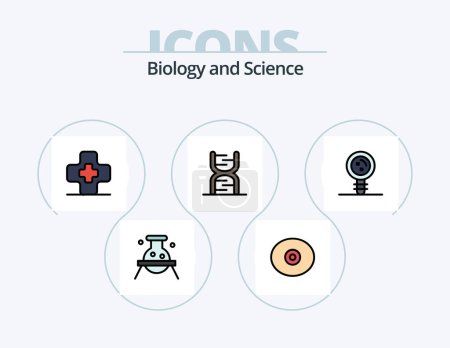 Téléchargez les illustrations : Biology Line Filled Icon Pack 5 Icon Design. chemistry. viagra. dna. tablet. pharmacy - en licence libre de droit