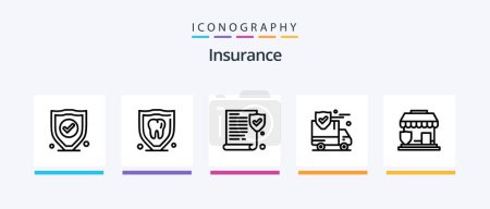 Illustration for Insurance Line 5 Icon Pack Including . security. protection. insurance. policy. Creative Icons Design - Royalty Free Image