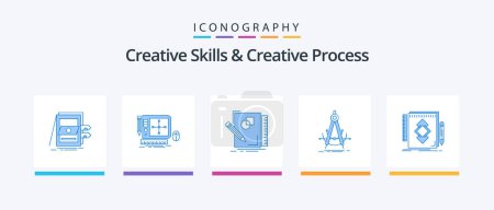 Téléchargez les illustrations : Creative Skills And Creative Process Blue 5 Icon Pack Including geometry. precision. software. geometry. design. Creative Icons Design - en licence libre de droit
