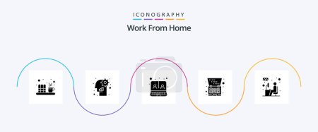 Illustration for Work From Home Glyph 5 Icon Pack Including laptop. notebook. user. laptop. video conference - Royalty Free Image