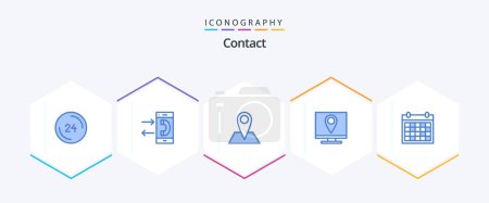 Illustration for Contact 25 Blue icon pack including information. contact. conversation. address. map - Royalty Free Image