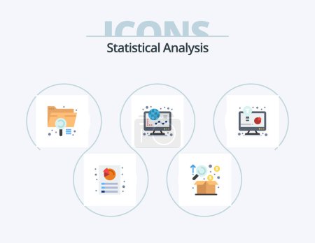 Illustration for Statistical Analysis Flat Icon Pack 5 Icon Design. online. finance. product. ecommerce. extension - Royalty Free Image