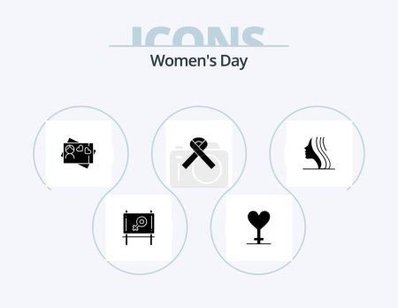 Illustration for Womens Day Glyph Icon Pack 5 Icon Design. day. women. symbol. heart. card - Royalty Free Image
